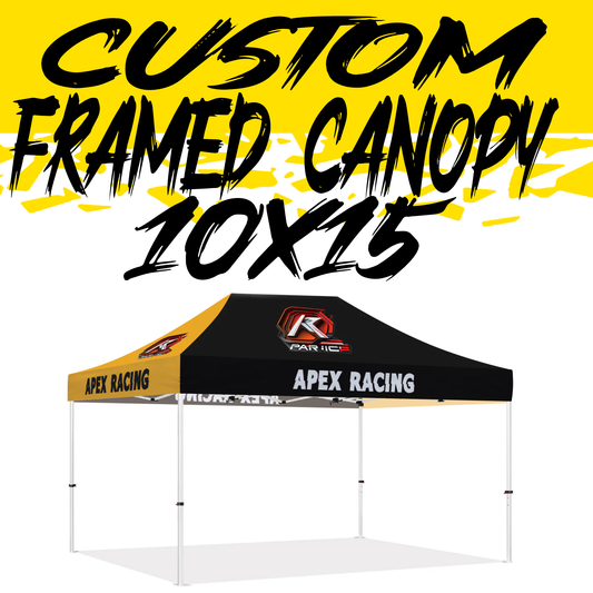 10x15 Custom Canopy Tent featuring a large, personalized design with a durable steel frame and weather-resistant polyester fabric, offering spacious shelter and protection for outdoor events, trade shows, festivals, and more. Custom branding displayed on the canopy for enhanced visibility.