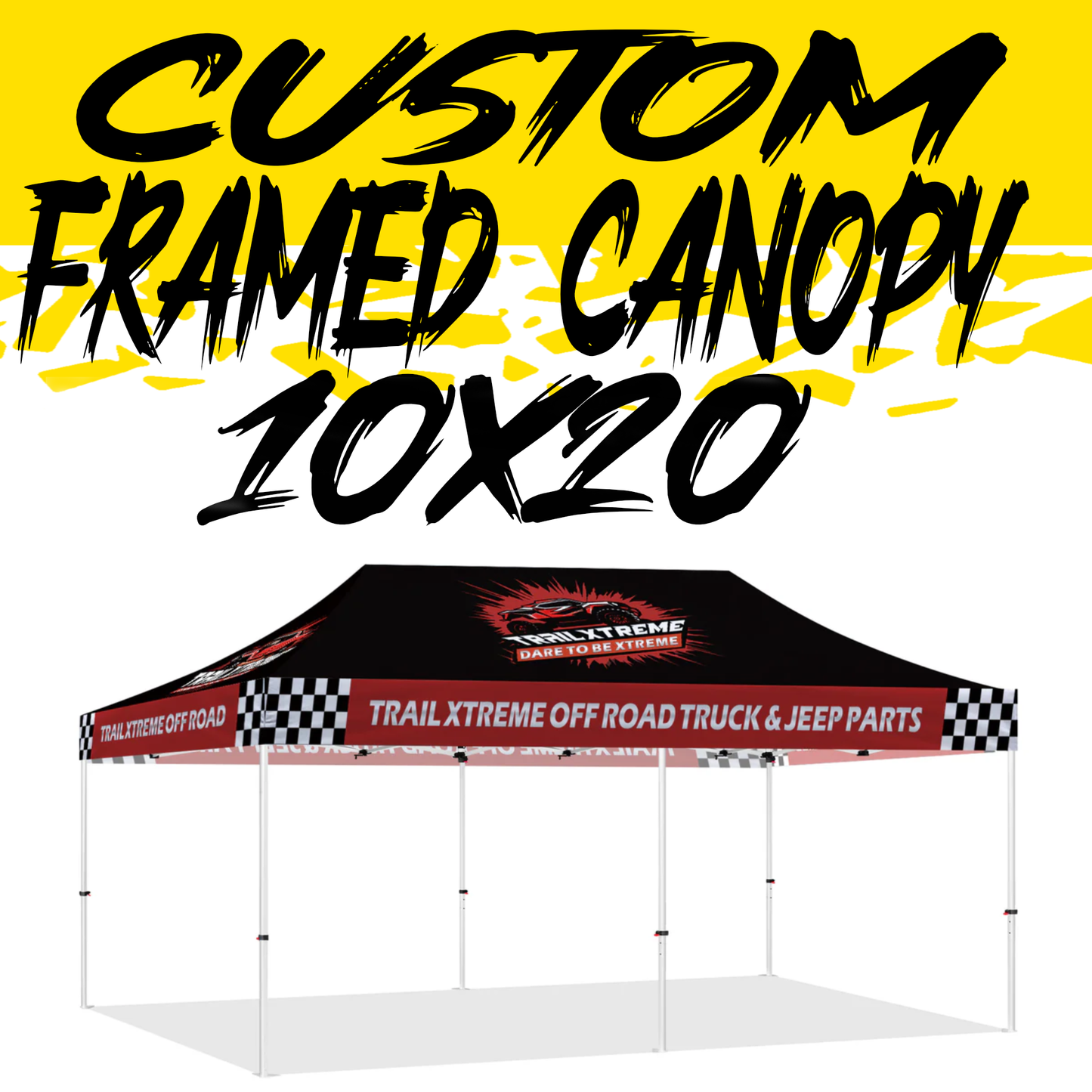 10x20 Custom Canopy Tent with a spacious design, featuring a durable steel frame and weather-resistant polyester fabric. The canopy offers ample coverage for large outdoor events, trade shows, festivals, and promotional setups, with custom branding options for maximum visibility.